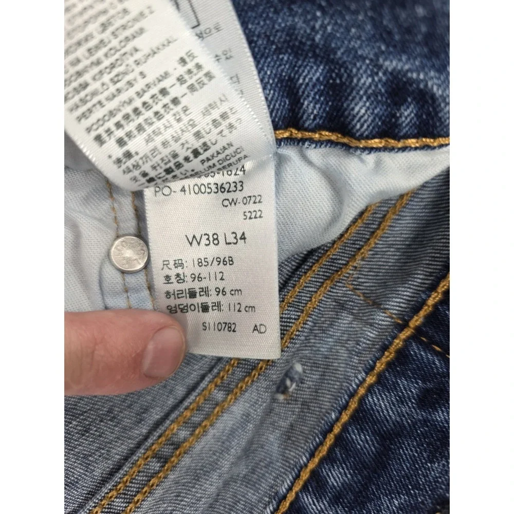 Levis 505 Relaxed Fit Straight Leg Jeans Mens 38x34 Dark Wash Blue Denim